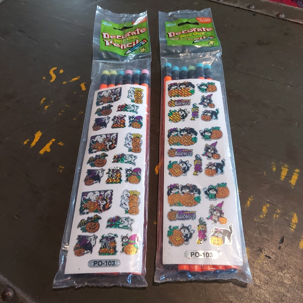 Moon Halloween Decorate Your Own Pencil Kits 2 Packs 12 Pencils Stickers PO-103
